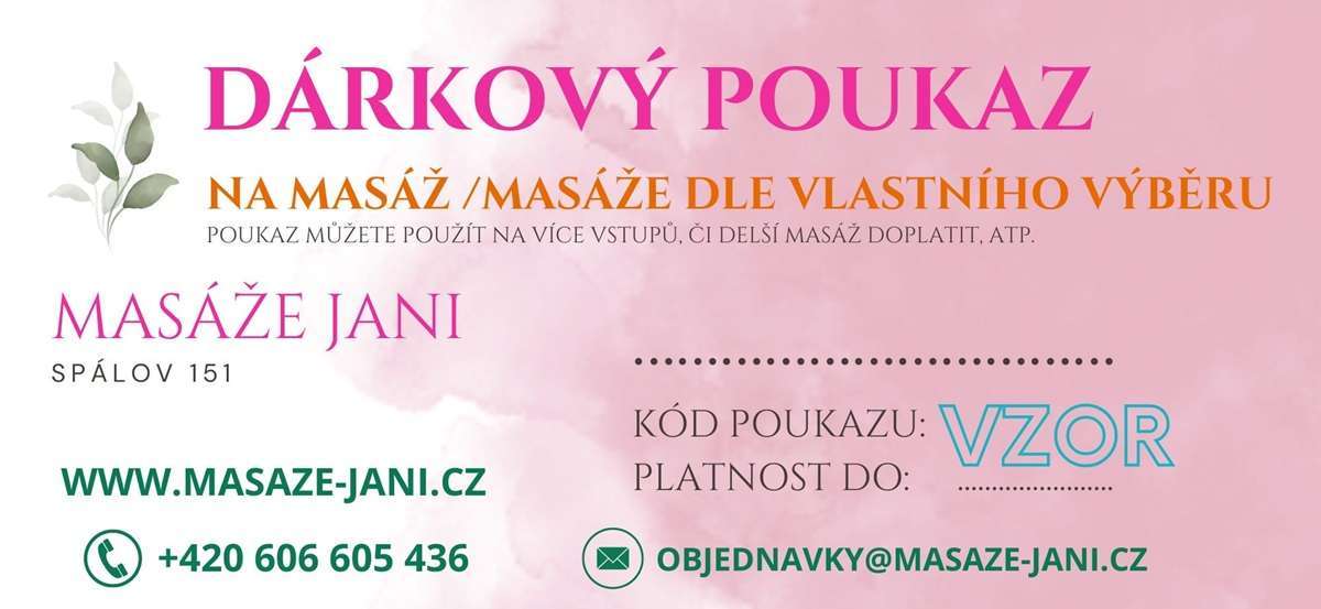 Dárková poukázka na Masáže Jani